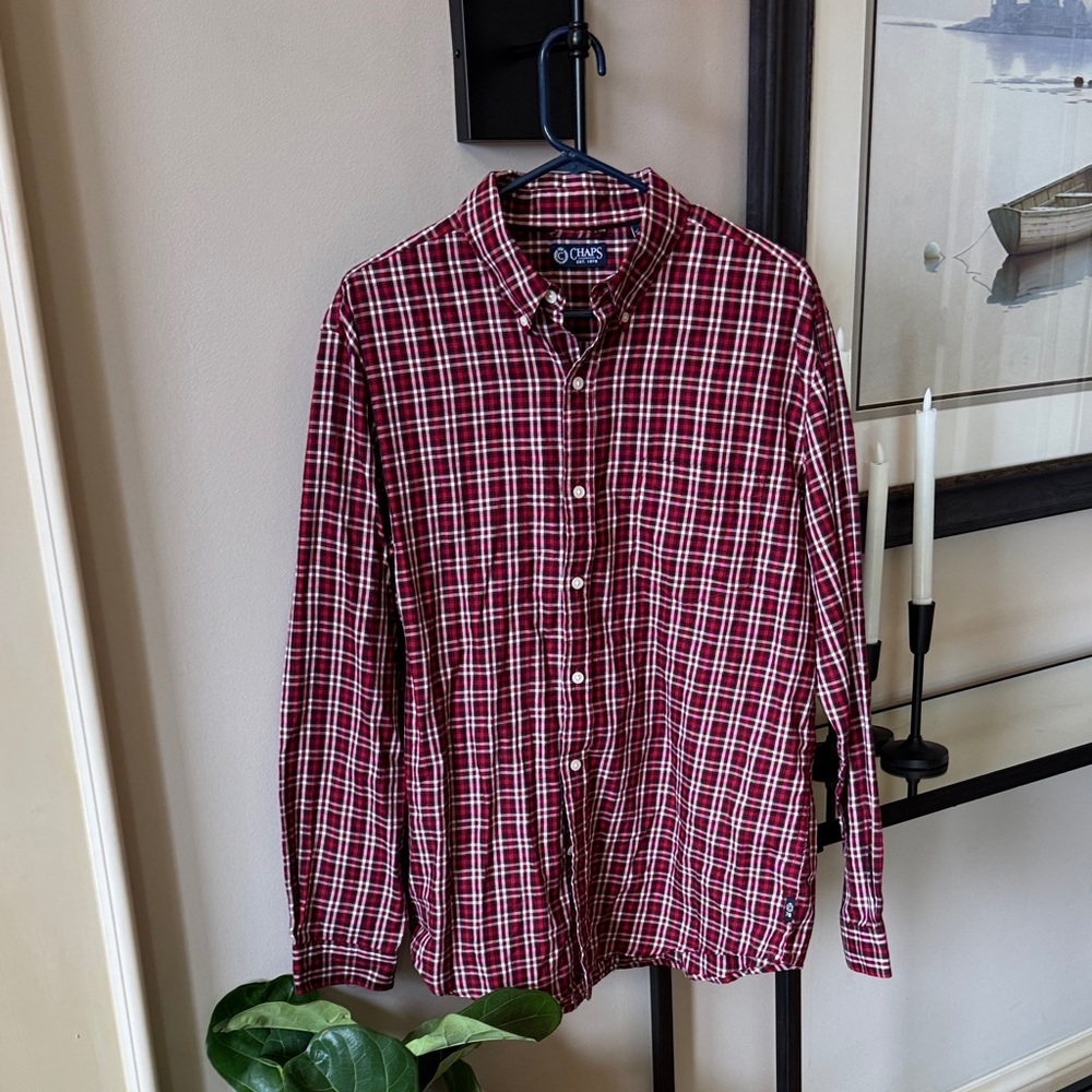 Ralph Lauren Red Plaid Casual Shirt Beautiful Large Men’s    A46